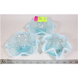 THREE VINTAGE HOBNAIL CANDY DISHES