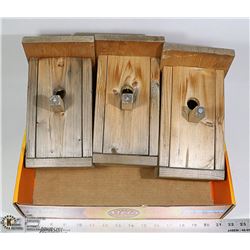 3 WOODEN BIRDHOUSES