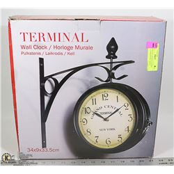 NEW VINTAGE GRAND CENTRAL WALL CLOCK,DOUBLE SIDED