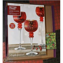 NEW BETTER LIVING 3 VOTIVE CANDLE HOLDER,NAPKINS