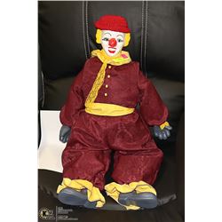 30" TALL PORCELAIN FACE CLOWN