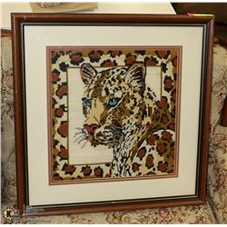 NEEDLE POINT CHEETAH PICTURE 21" X 22"