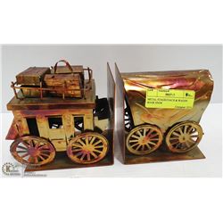 METAL STAGECOACH & WAGON BOOK ENDS