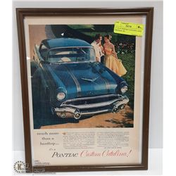 11" X 14" PONTIAC CATALINA 1950'S ORIGINAL AD