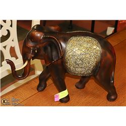 WOODEN ELEPHANT WITH DECORATIVE CRACKED GLASS BODY