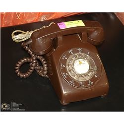 DARK BROWN ROTARY DIAL TELEPHONE