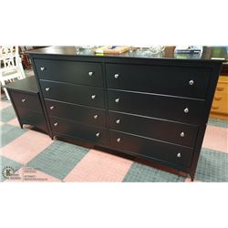 6 DRAWER WOOD DRESSER WITH 2 DRAWER NIGHT STAND
