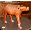 Image 1 : LARGE WOOD CARVED WATER BUFFALO FIGURE, HORN HAS