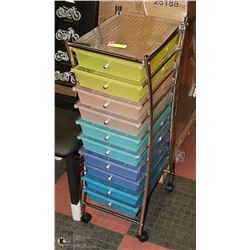 10 PULL OUT DRAWER SET ON ROLLERS,CHROME TOP