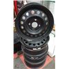 Image 1 : SET OF FOUR 15 X 6, 4 BOLT PATTERN BLACK STEEL