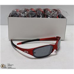 BOX OF RED OAKLEY STYLED SUNGLASSES
