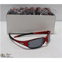 BOX OF RED OAKLEY STYLED SUNGLASSES