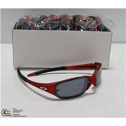 BOX OF RED OAKLEY STYLED SUNGLASSES