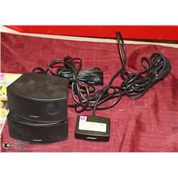PAIR OF BOSE SPEAKERS AND  ADAPTOR