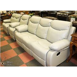 NEW SF3558 GREY LEATHERETTE RECLINING SOFA  78"