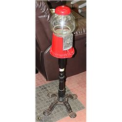 BUBBLE GUM MACHINE WITH CAST IRON BASE 38" TALL