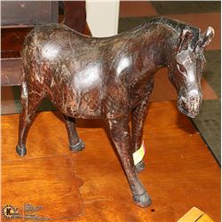 WOODEN CARVED ZEBRA FIGURE 15" TALL