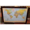 Image 1 : FRAMED MAP OF THE WORLD