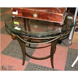 ETHAN ALLEN GLASS TOP END TABLE 30"