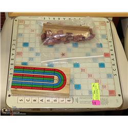 TURN-TABLE SCRABBLE BOARD AND WOOD CRIB BOARD