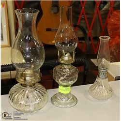 LOT OF 3 COIL OIL LAMPS