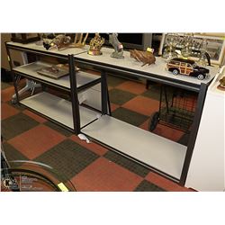 LOT OF 2 METAL FRAMED SHELVES.48" X 18" X 35.5"