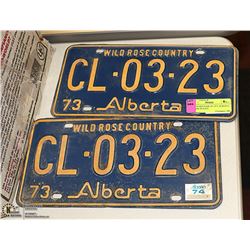 A MATCHED PAIR OF 1973 ALBERTA LICENSE PLATES