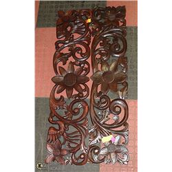 TWO MATCHING CARVED WOOD PANELS 3' 2" WIDE EACH