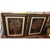 Image 1 : PAIR OF GOLD + BLACK FRAMED FLOWERS IN GOLD POTS