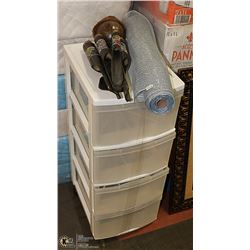 PLASTIC STORAGE SHELF SOLD WITH BAMBOO WIND