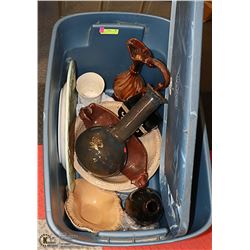 TOTE OF LARGE PIECES OF POTTERY SOME HAND MADE