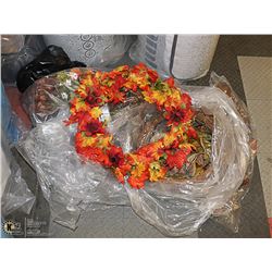 TWO BAGS OF AUTUMN WREATHS AND DECOR