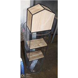 LARGE 26" TALL  GLASS VASE WITH WALL MOUNT SHELF