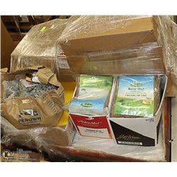 PALLET OF ASSORTED CEILING TILE, BURLAP WRAP