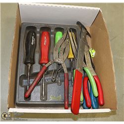 SNAPON SCREW DRIVER SET AND ASSORTED PLIERS