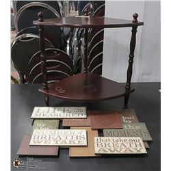 2 TIER SHELF 18" X 18" PLUS WALL HANGING OF SAYING