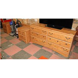 QUEEN SIZE HEADBOARD WITH DRESSER AND 2 NIGHT