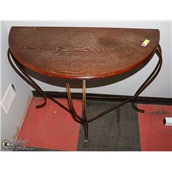 WOOD & METAL HALF MOON SIDE TABLE 36" X 18" X 31"