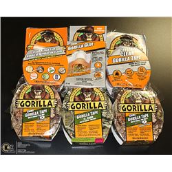 GROUP OF SIX ASSORTED GORILLA BRAND PRODUCTS,