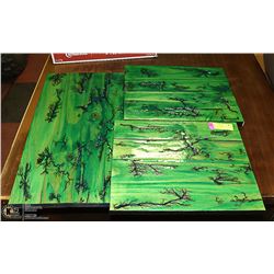 3 PIECE SET. ELECTRICITY BURNED WOOD SET OF WALL