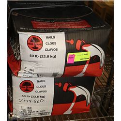 LOT WITH 2 50LB CASES OF 2" NAILS