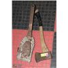 Image 1 : VINTAGE COAL SHOVEL, AXE AND PULLEY