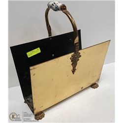 VINTAGE BRASS LOG HOLDER FOR FIREPLACE