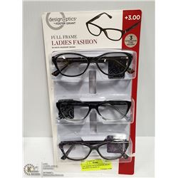 LDS DESIGN OPTICS FOSTER GRANT READING GLASSES +3