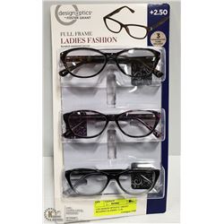 LDS DESIGN OPTICS F. GRANT READING GLASSES +2.50
