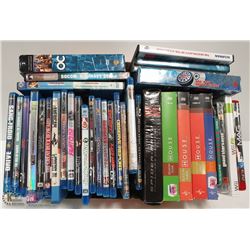 BOX OF BLU RAY/DVDS/SERIES AND GAMES