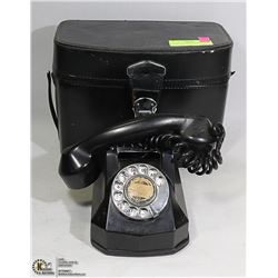 ANTIQUE ROTORY PHONE IN CASE