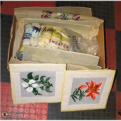 ASSORTED NEEDLE POINT FLORAL ARRANGEMENTS