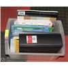 Image 1 : SMALL BIN OF OFFICE SUPPLIES