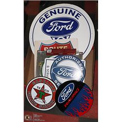 12 METAL SIGNS PLUS LARGE FORD METAL SIGN